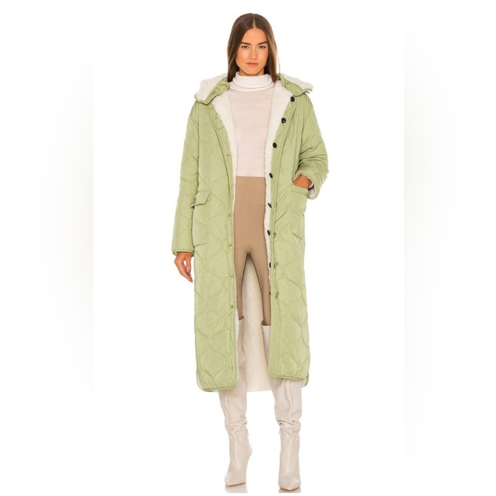 EAVES Sea Green Layla Quilted Reversible Puffer Coat Jacket S
